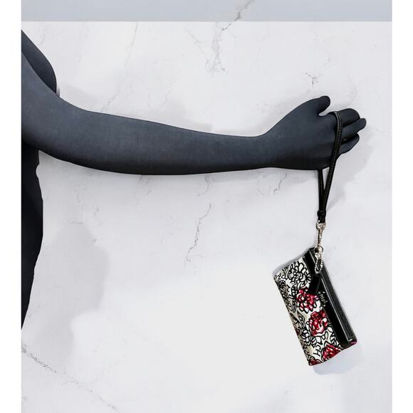 Coach Black and Red Floral Print Wristlet - Picture 5 of 6